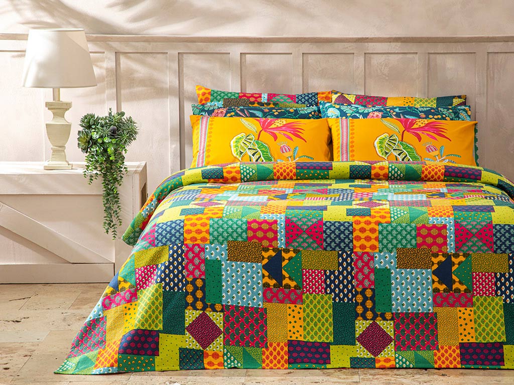 Exotic Patch Printed Double Person Summer Blanket 200x220 Cm