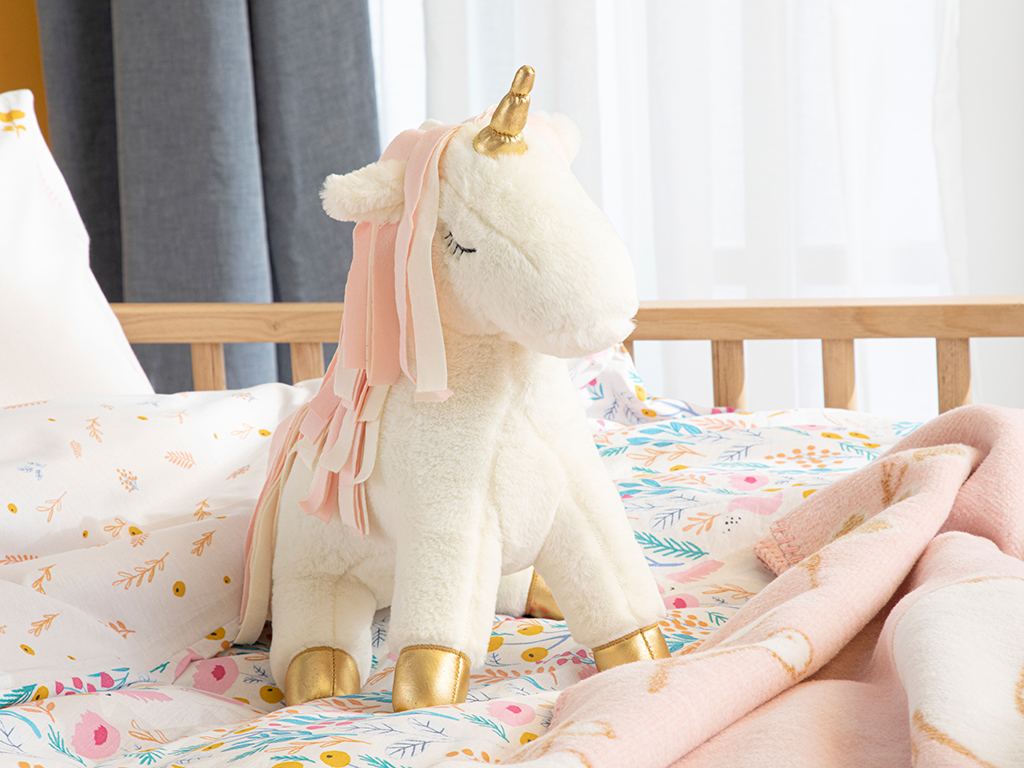 Little Unicorn Polyester Decorative Cushion 39x35 Cm Ecru