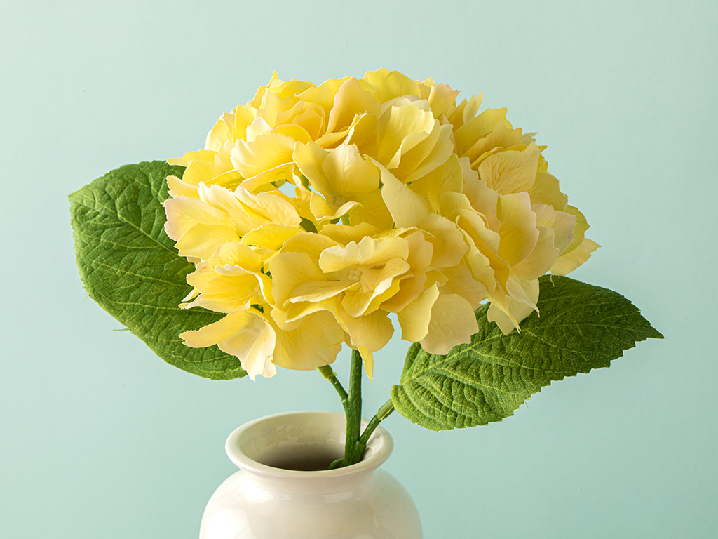 Hortensia Artificial Flower - One Pc 35 Cm Yellow