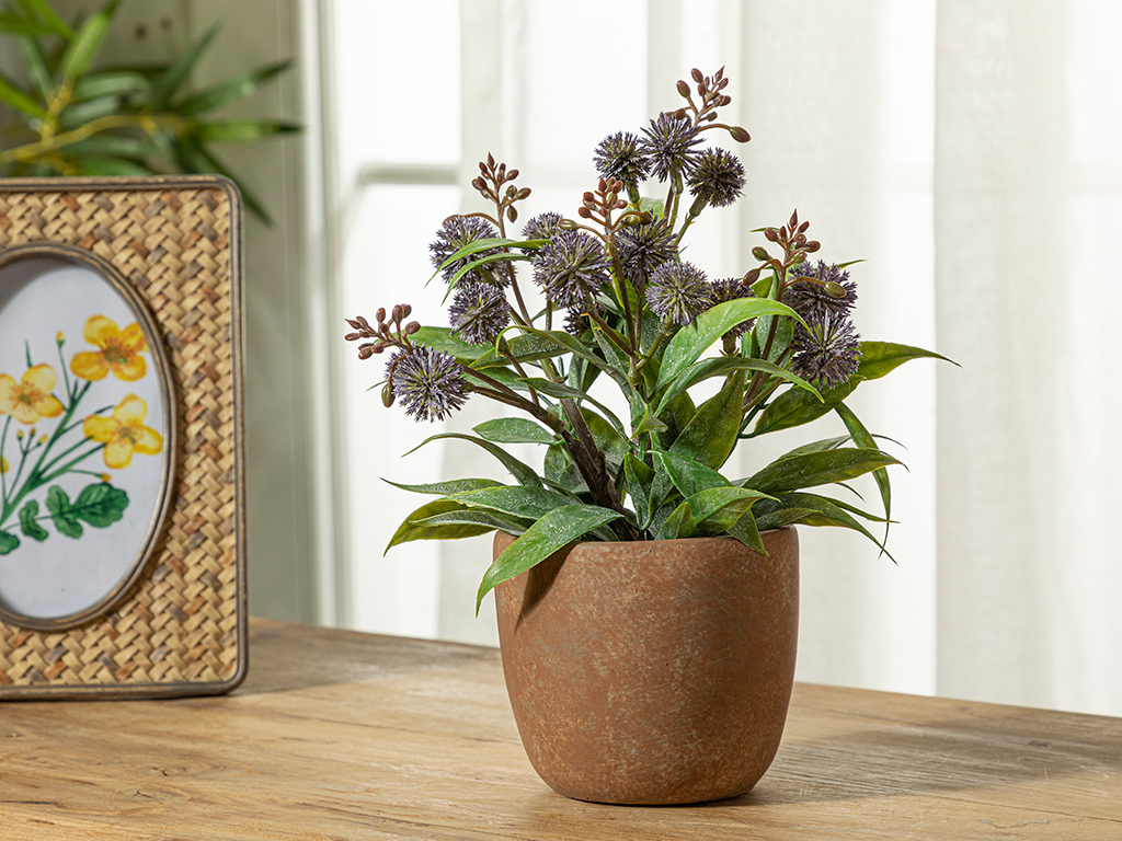 Floral Joy Artificial Flower With Vase 10x23,5 Cm Purple