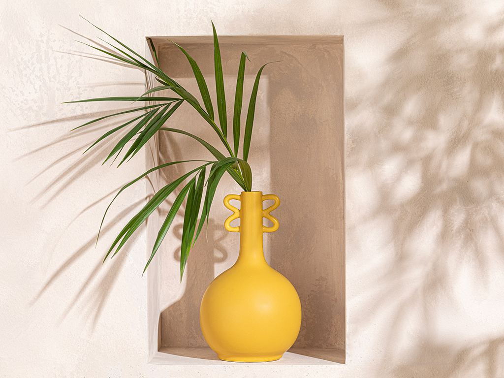 Mara Dolomite Vase 16x16x25 Cm Yellow