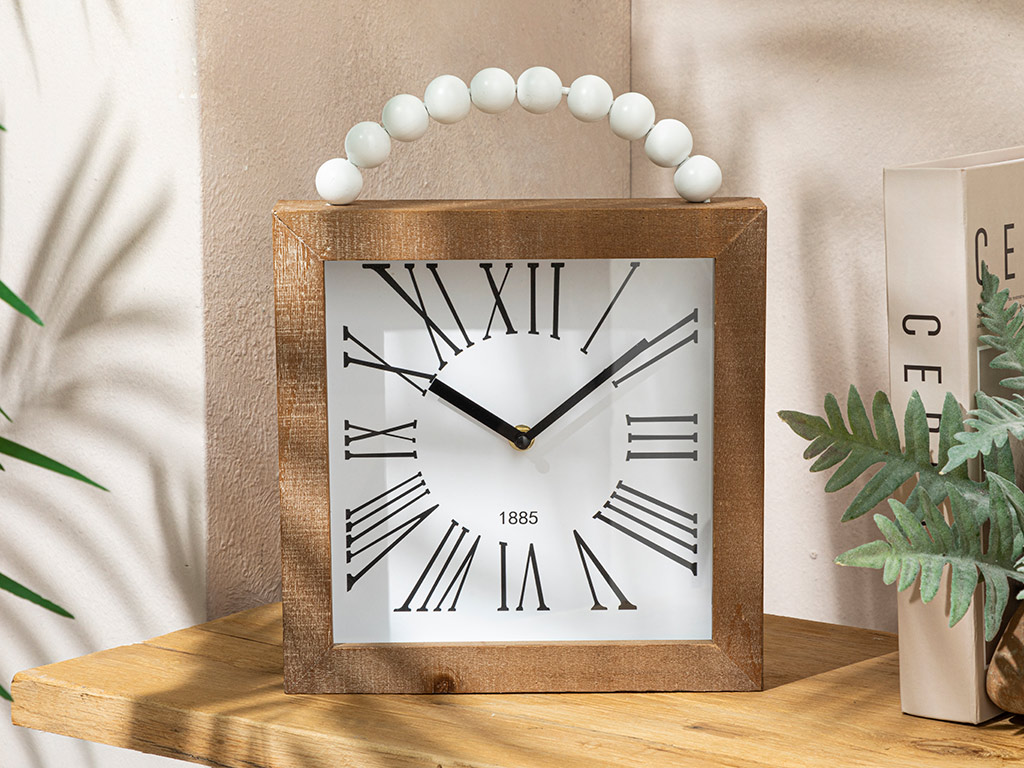 Adela Wooden Table Clock 25x32x6,5 Cm Natural