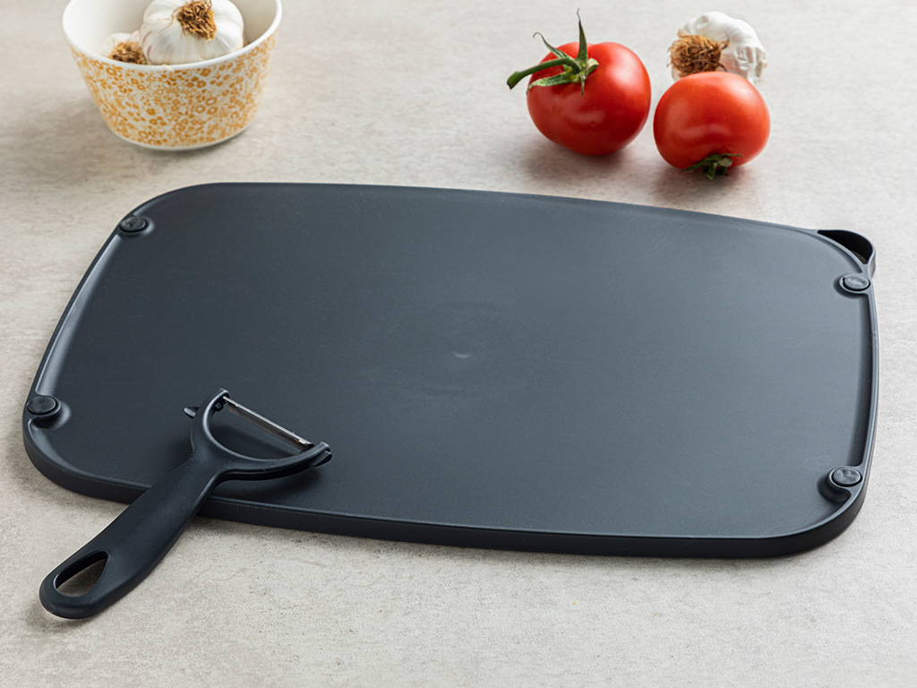 Cutting Set Plastic With Peeler Cutting Board 37x26 Cm Anthracite