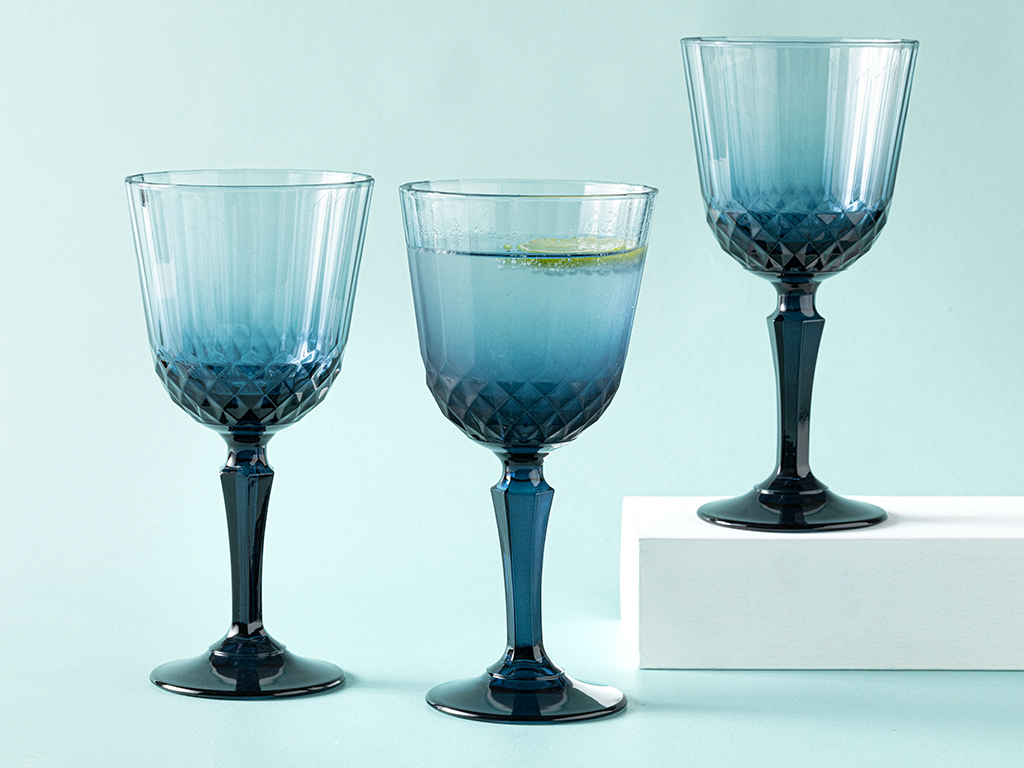 Vivid Glass 3 Pcs Glass 310 Ml Navy Blue