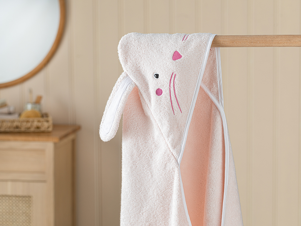 Bunny Cotton Baby Towel 75x75 Cm Pink
