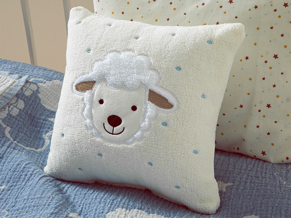 Lamb Polyester Unisex Baby Decorative Dovetail 30x30 Cm Ecru