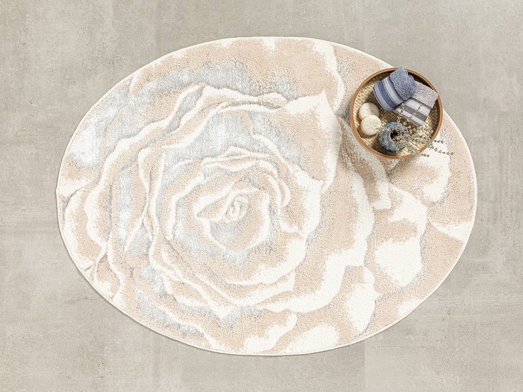 Pretty Rose Cotton Floss Cotton Bath Mat 90x120 Cm Beige - Gray - Cream