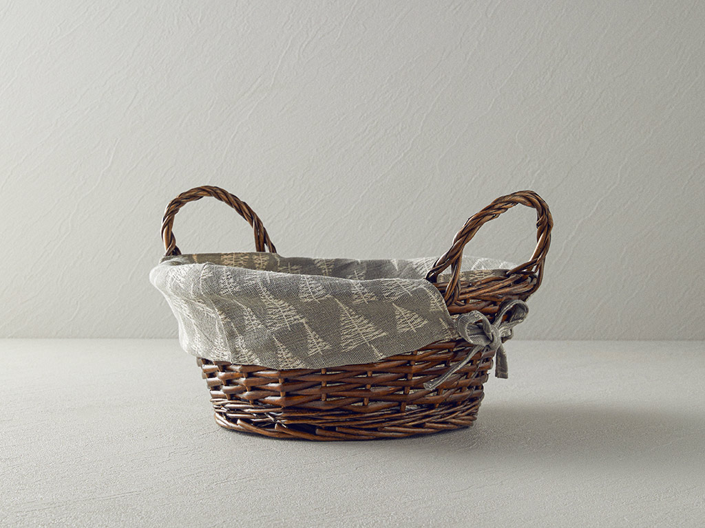 Linear Wicker Bread Basket 35x25 Cm Gray