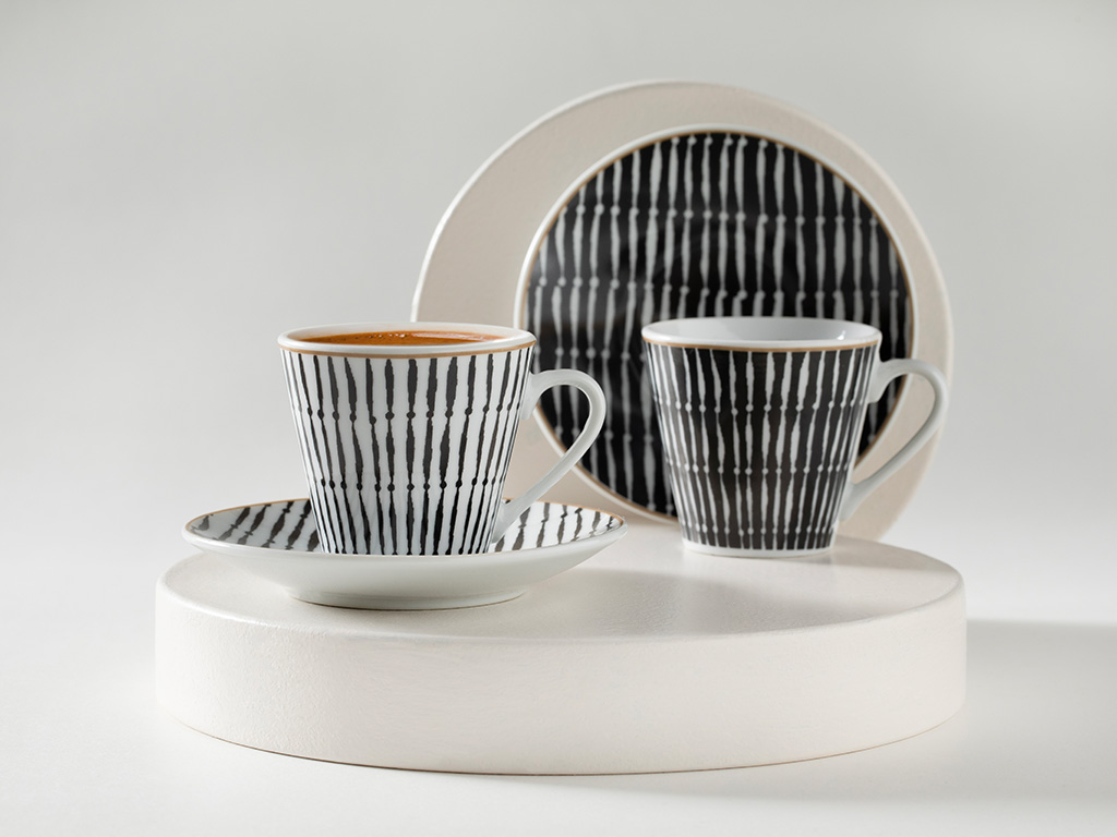 Colin Porcelain 4 Pieces 2 Servings Coffee Cup Set 80 Ml Black
