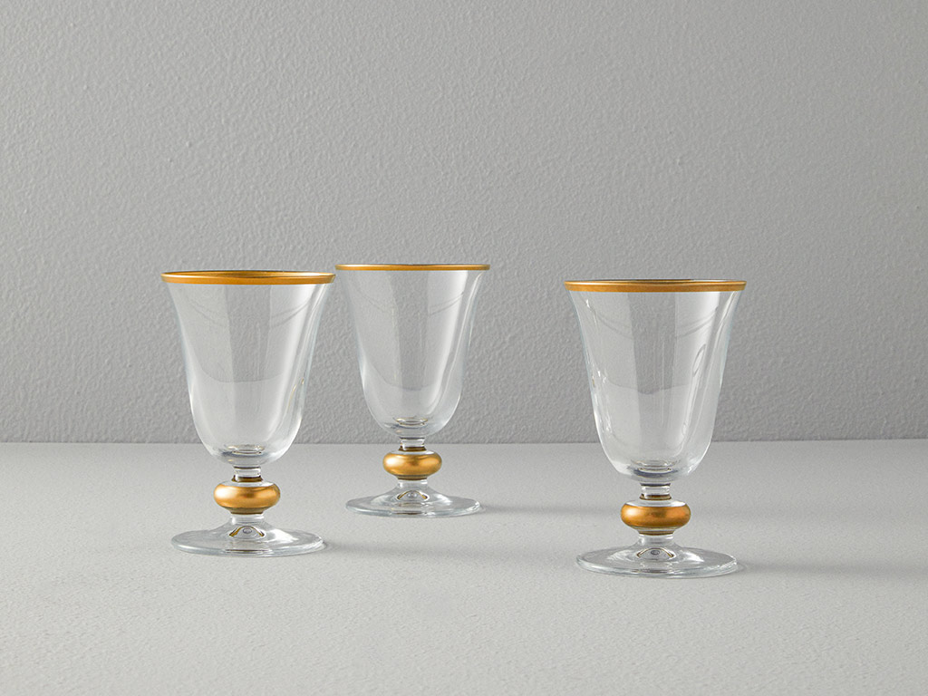 Golden Orient Glass 3 Pcs Cup 200 Ml Gold