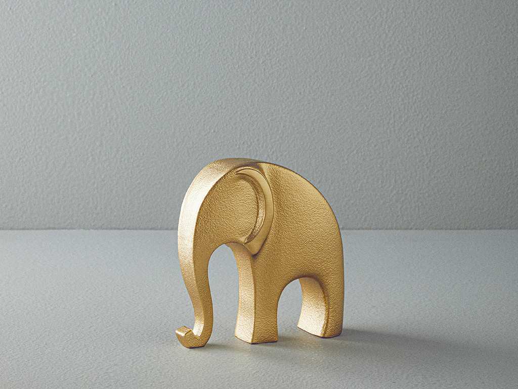 Elephant Polyresin Trinket 15x6x15.5 Cm Gold