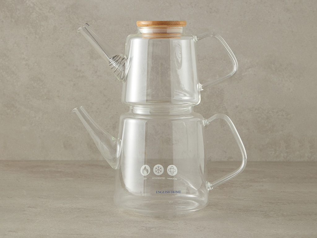 Ferrara Borosilicate Tea Pot 550 Ml + 1000 Ml Transparent