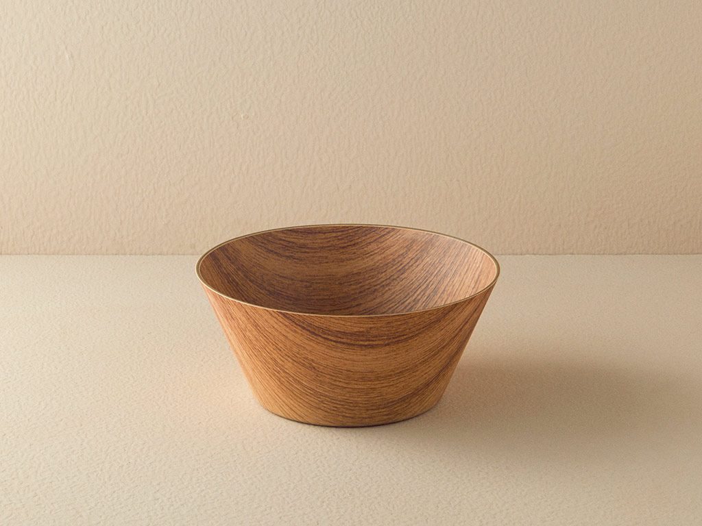 Alita Plastic Wooden Appearance Bowl 24 Cm Light Brown