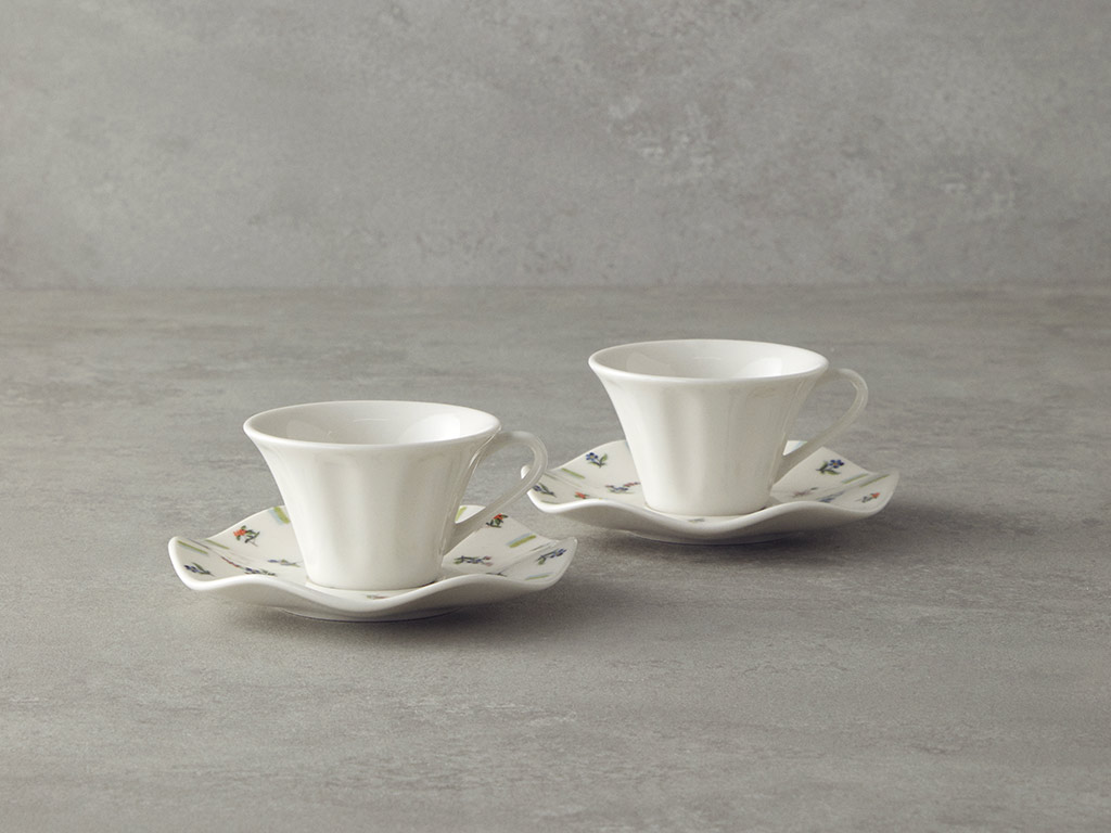 Pleasant Porcelain 4 Pieces 2 Servings Coffee Cup Set 90 Ml Green - Blue
