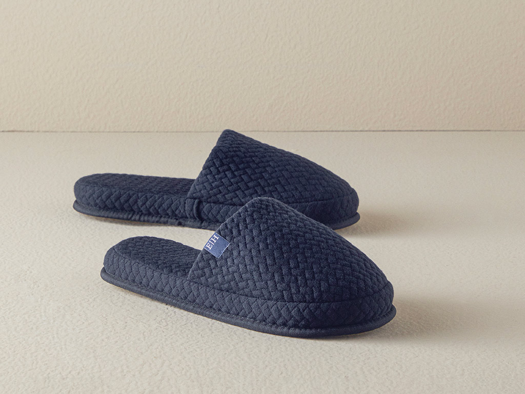 Luxury Cotton Bathroom Slippers 36-40 Navy Blue