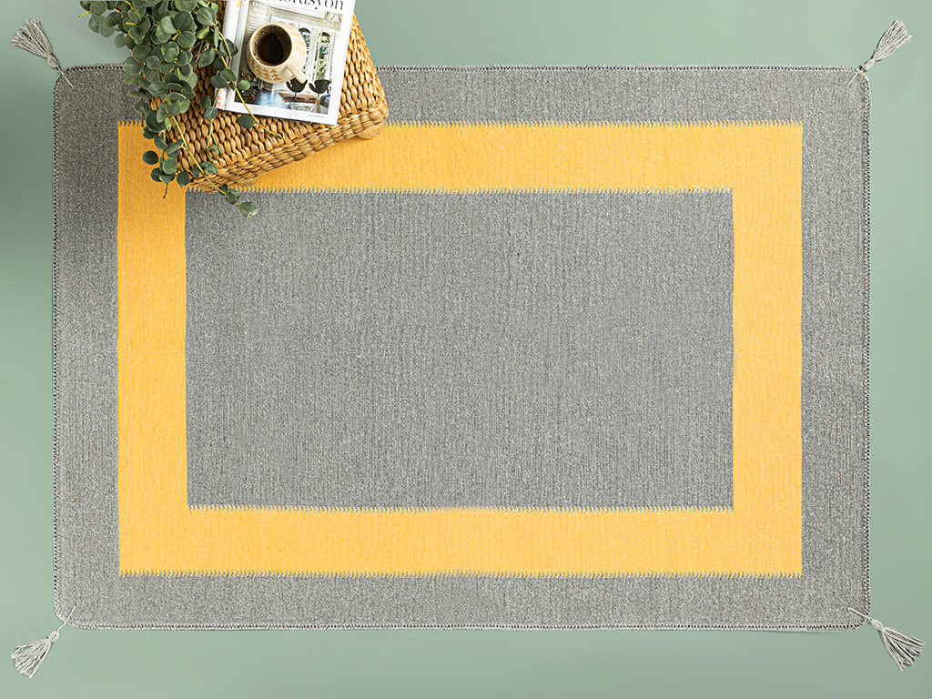 Fancy  Square Woven Rug 120x180 Cm Gray - Yellow
