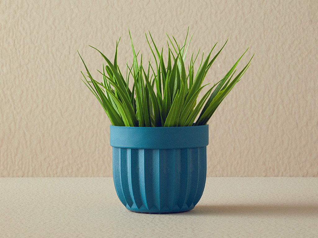 Grass Artificial Flower With Vase 13x13x18 Cm Blue