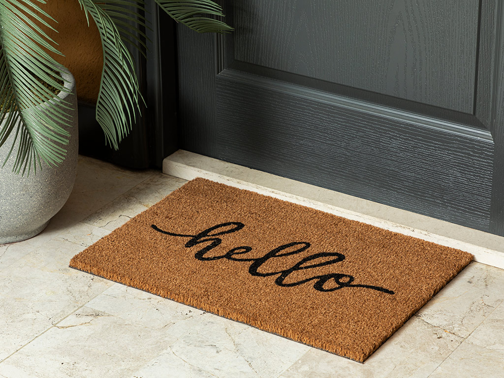 Hello Printed Doormat 40x60 Cm Natural