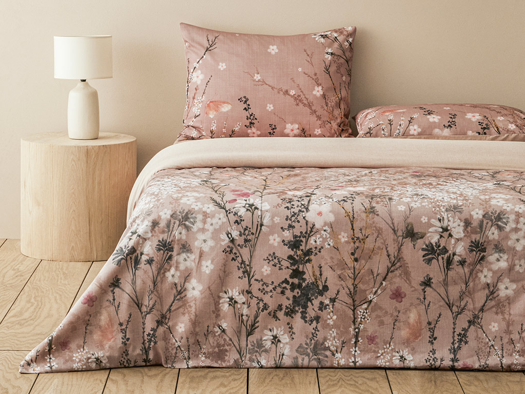 Sweet Spring Soft Cotton With Digital Print Single Size Duvet Cover Set 160x220 Cm Dusty Rose