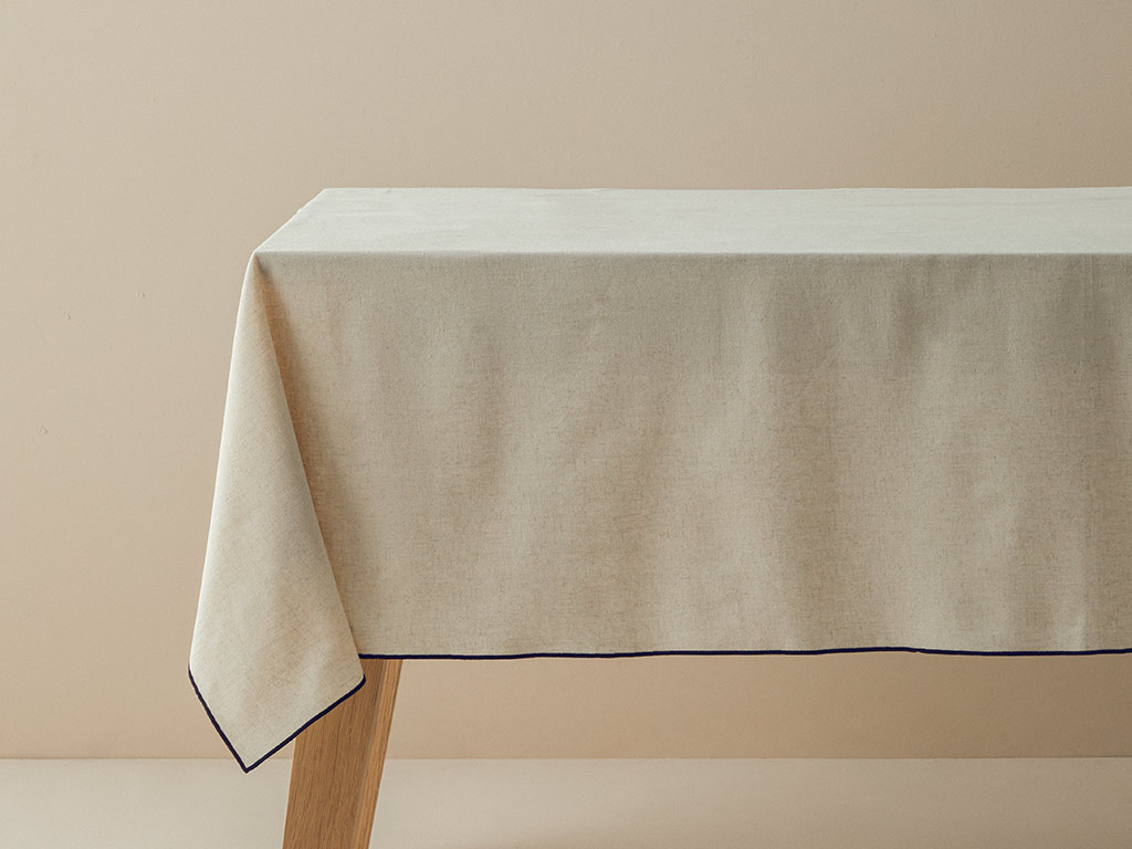 Modern Linen Cotton Table Cloth 150x220 Cm Cream