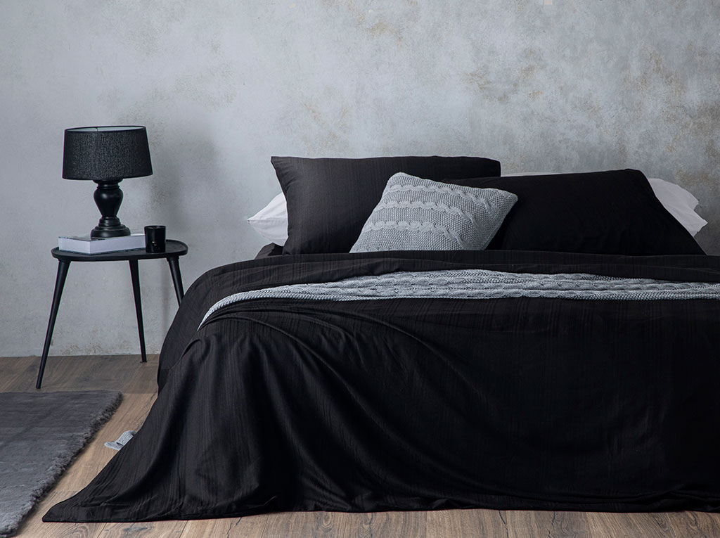 Aurora Silky Touch Super King Plus Duvet Cover Set 260X240 Cm Black