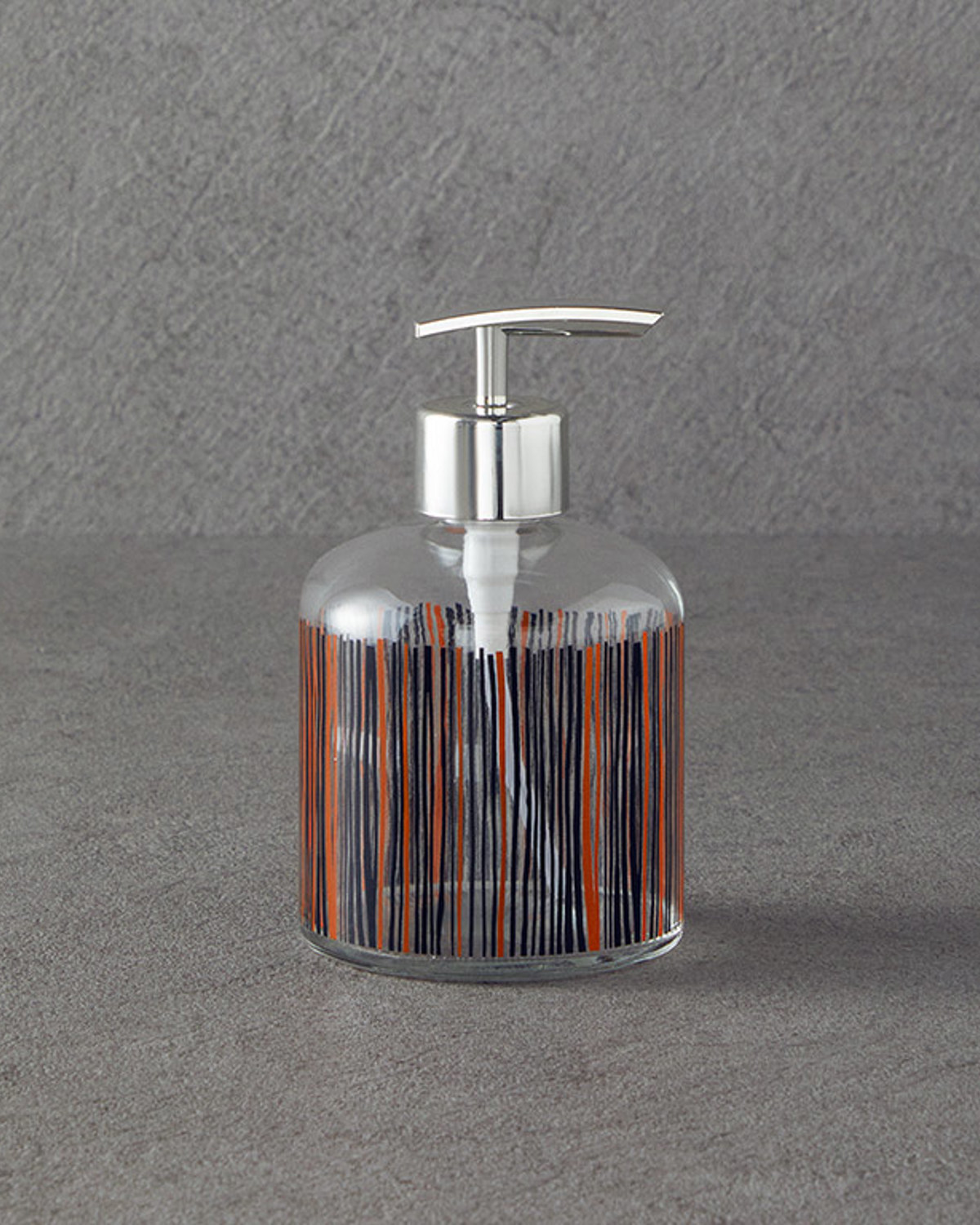 Striped Glass Bathroom Soap Dispenser 8x14 Cm Silver