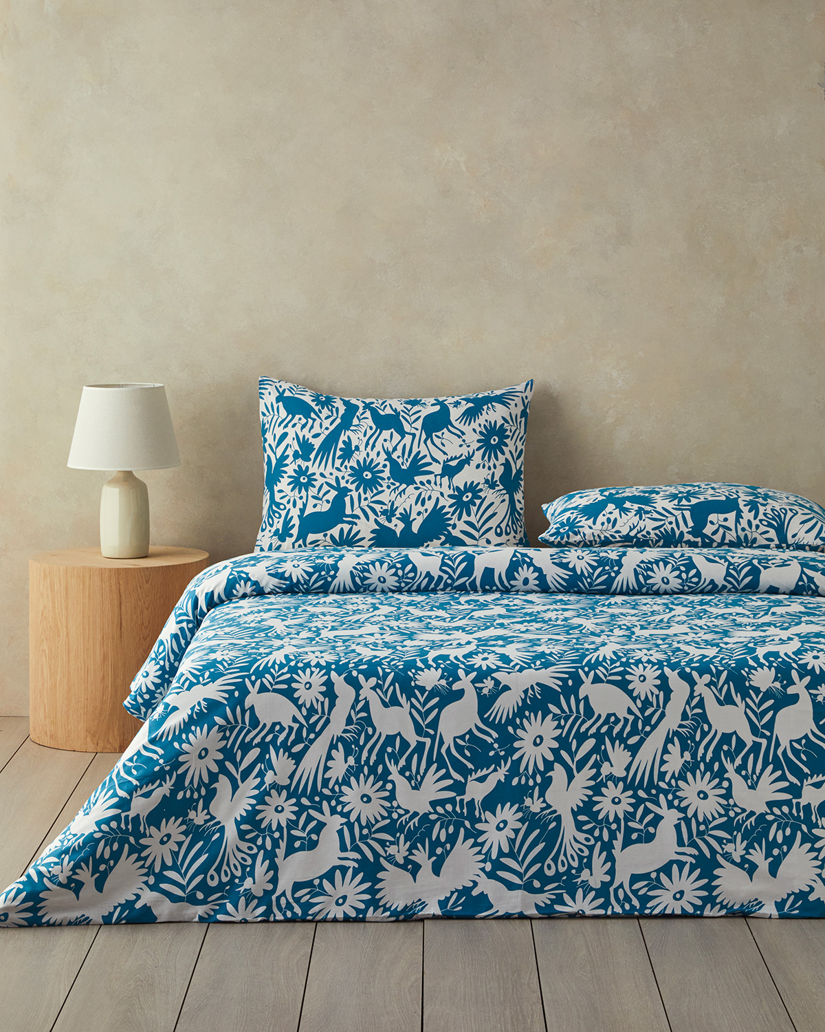 Folk Jungle Cotton Single Size Duvet Cover Set 160x220 Cm Blue