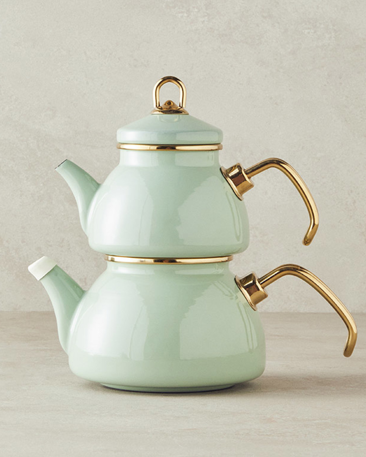 Perro Enamel Tea Pot 1.1 Liter + 2.3 Liter Light Mint