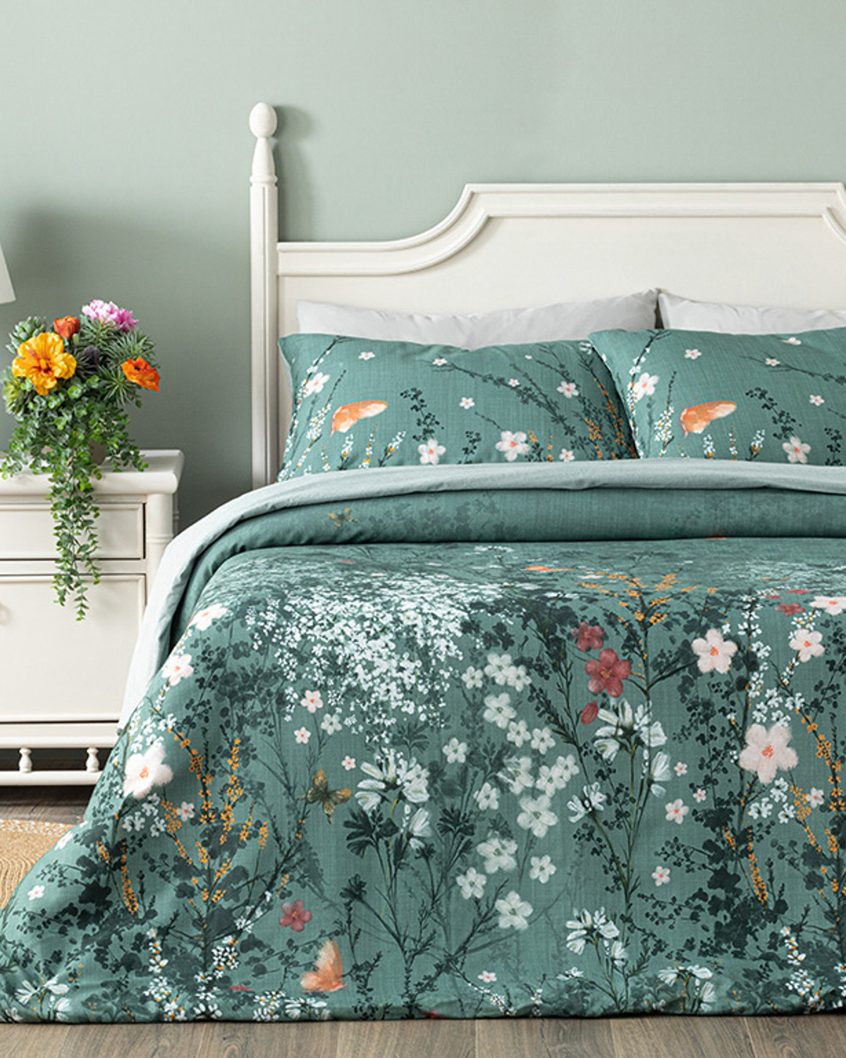 Sweet Spring Soft Cotton With Digital Print Single Size Duvet Cover Set 160x220 Cm Green