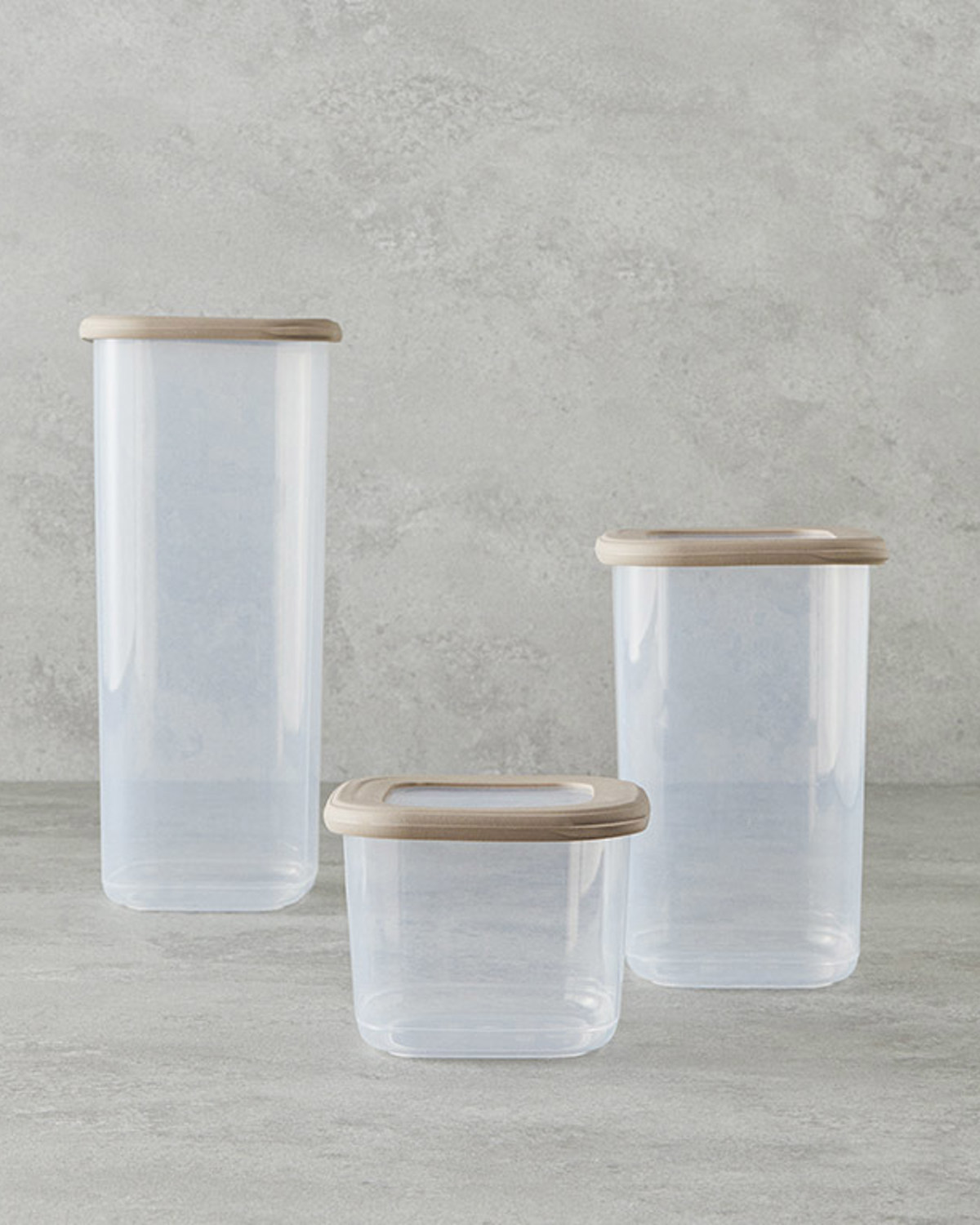 Safe Food Plastic 3 Pcs Food Container 1300+2000+3200ml Beige