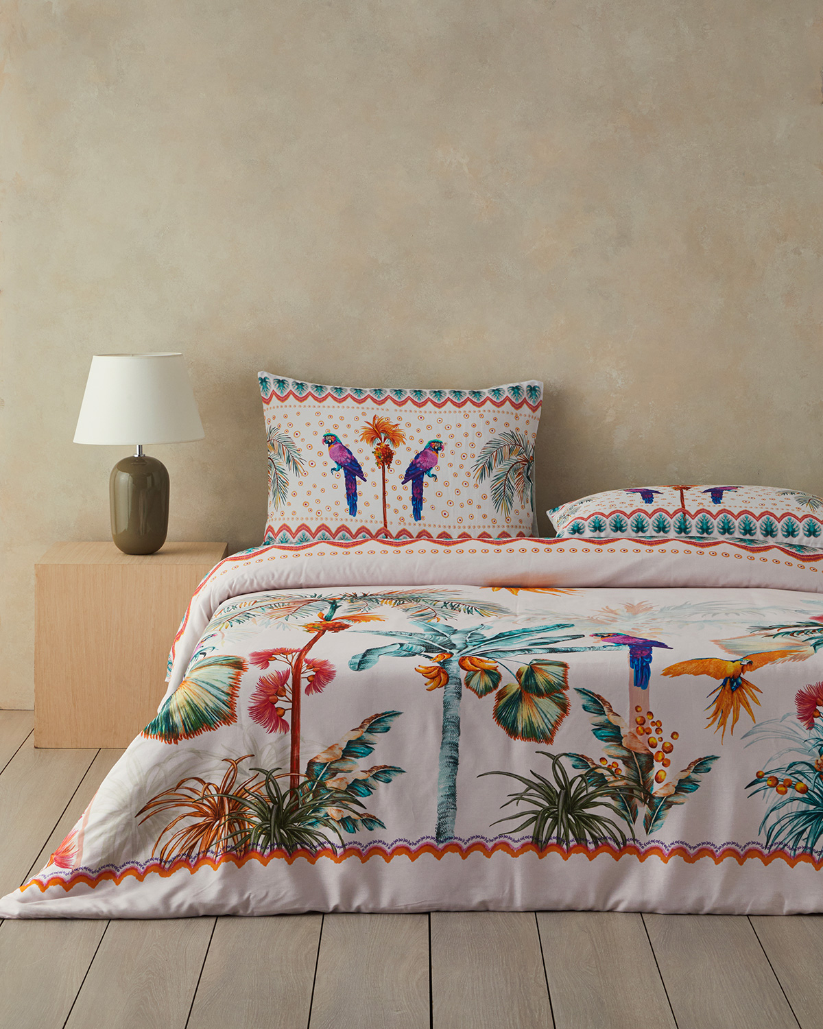 Tropic Sunset Soft Cotton With Digital Print Single Size Duvet Cover Set 160x220 Cm Green