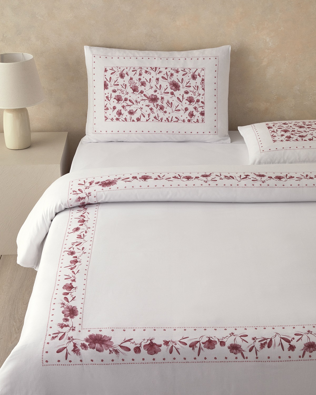 Flower Chain Soft Cotton With Digital Print Double Size Duvet Cover Set 200x220 Cm Dusty Rose