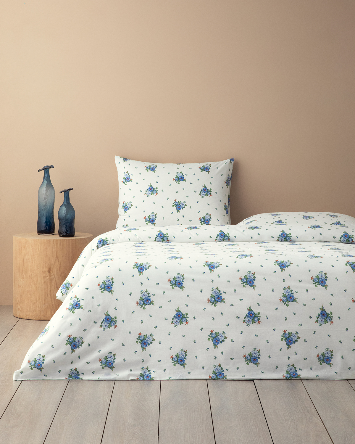 Fragrant Flowers Cotton Single Size Duvet Cover Set 160x220 Cm Blue