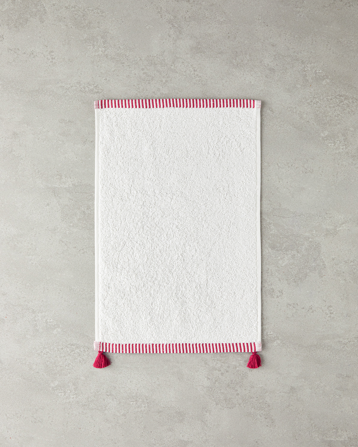 Colorful Lines Cotton Fringed Hand Towel 30x45 Cm Ecru - Fuchsia