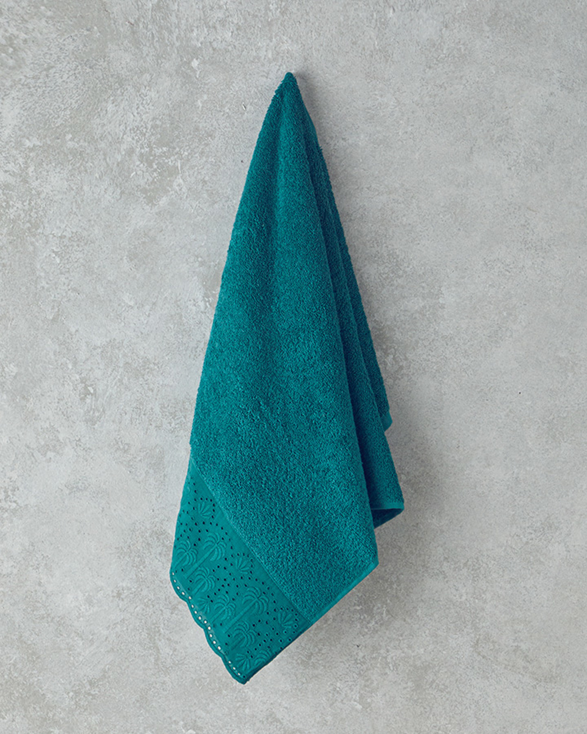 Festoon PalmCotton Scalloped Face Towel 50x80 Cm Green