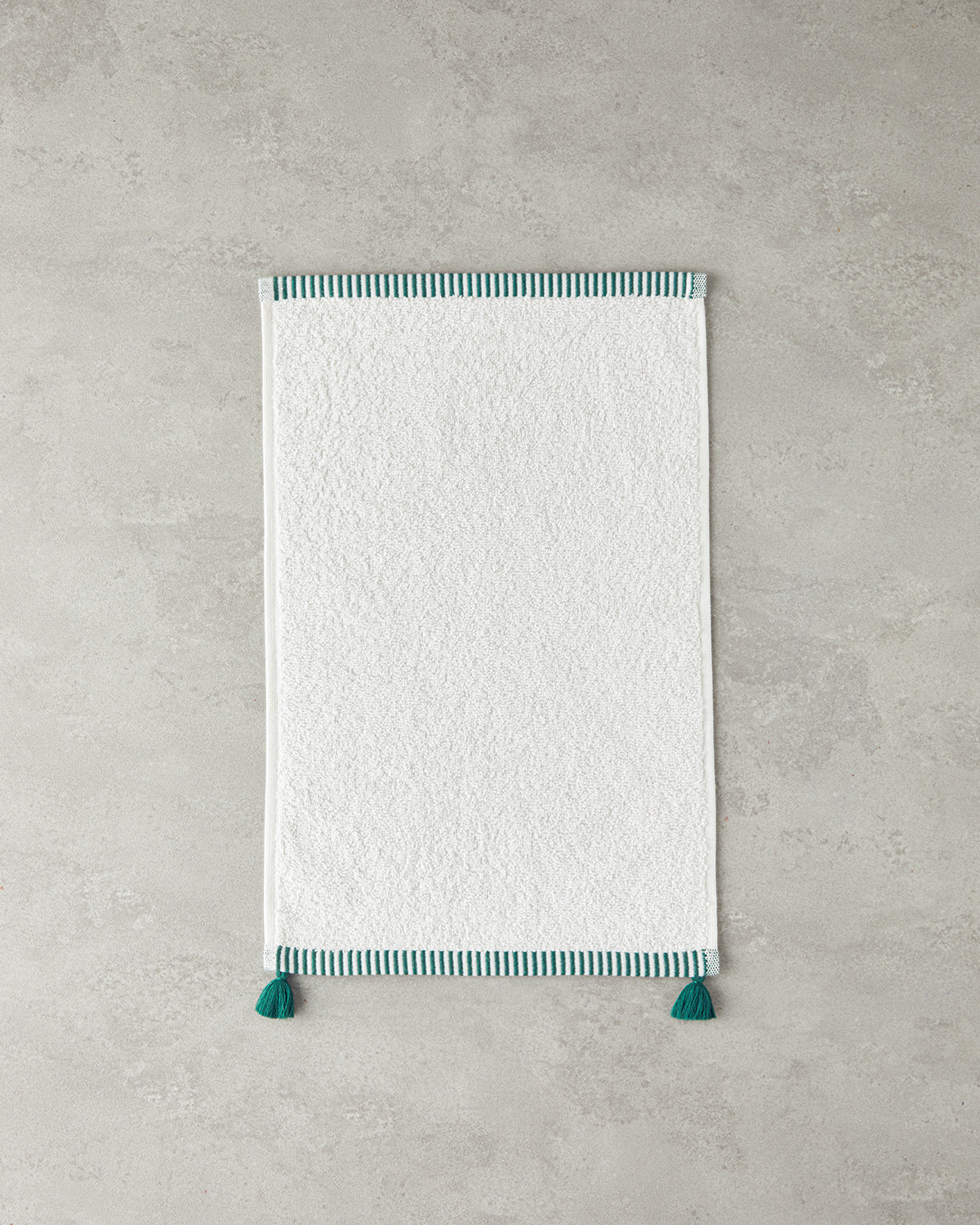 Colorful Lines Cotton Fringed Face Towel 50x80 Cm Ecru - Green