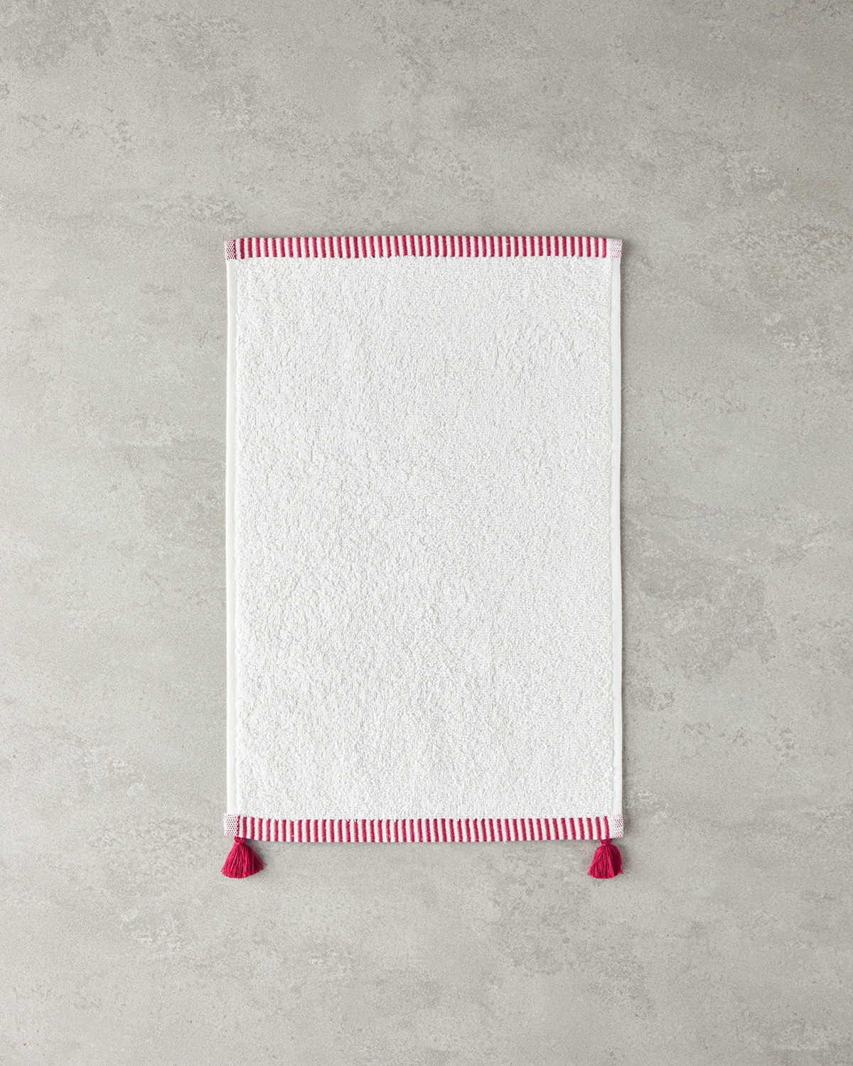 Colorful Lines Cotton Fringed Face Towel 50x80 Cm Ecru - Fuchsia