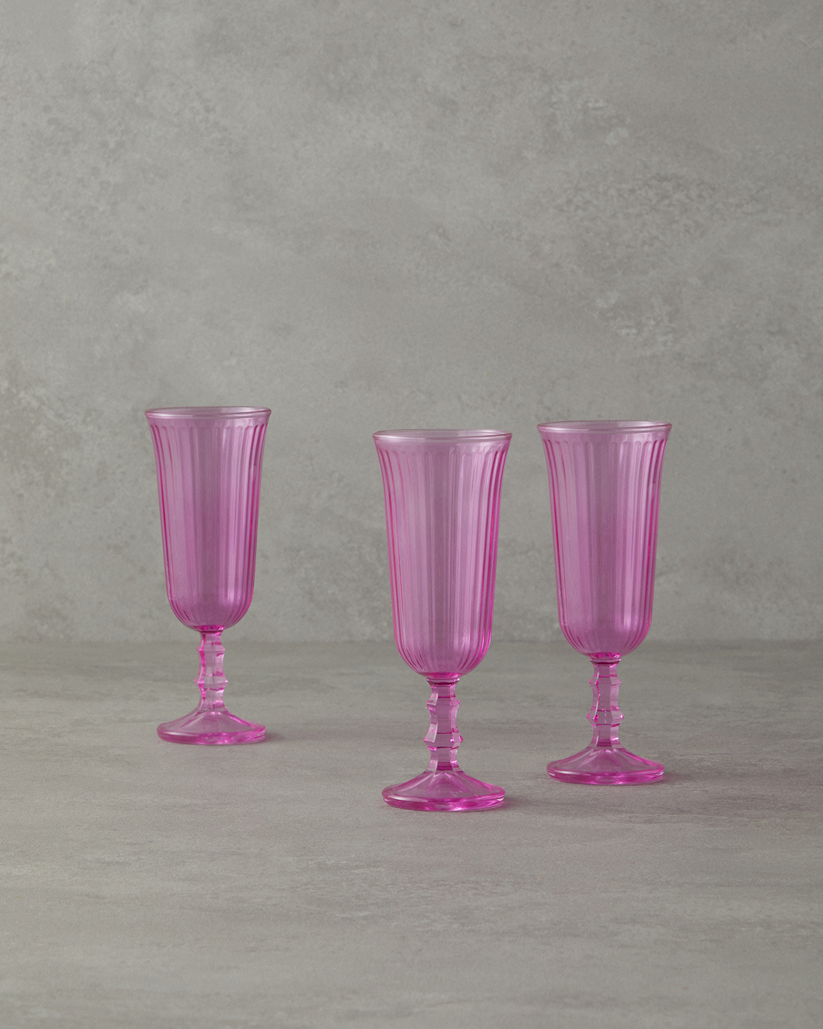 Carnival Glass 3 Pcs Chalice 120 Ml Pınk