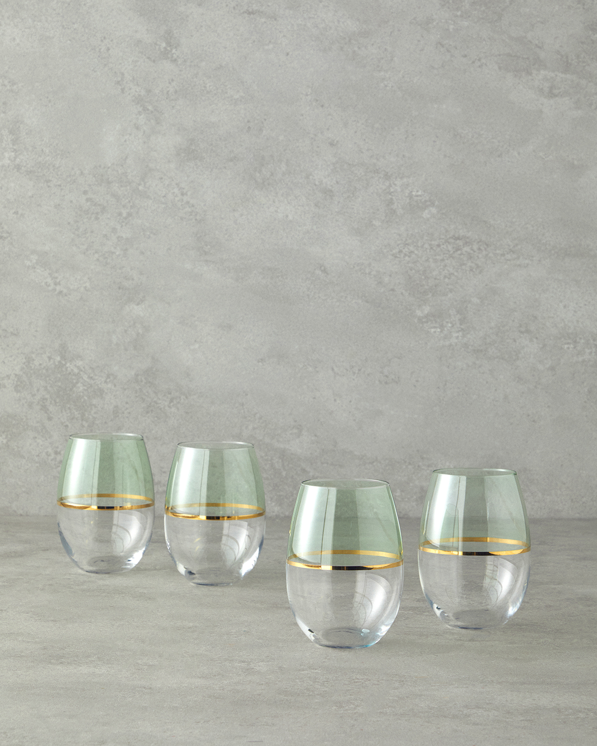 Fiore Glass 4 Pcs Glass 300 Ml Light Green