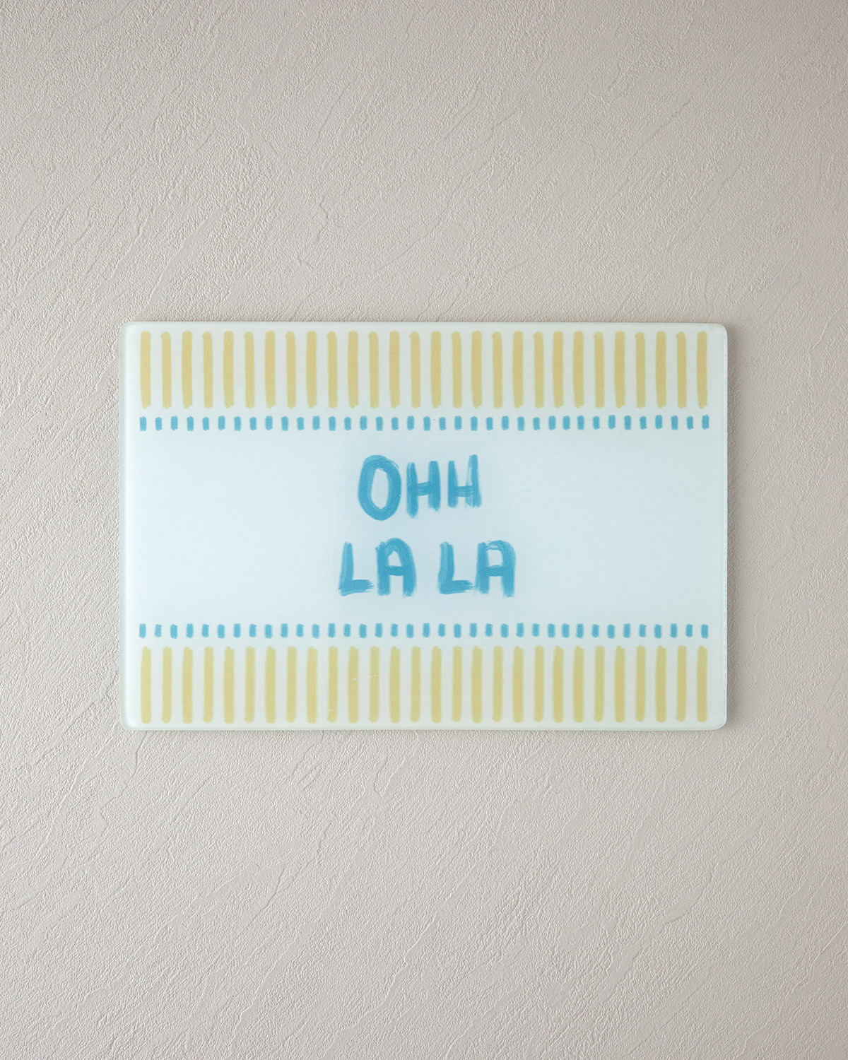 Oh La La Glass Cutting Board 25x35 Cm Blue - White