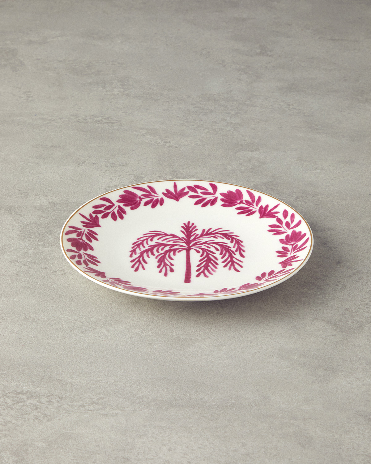 Carnival Tree Bone Porcelain Cake Plate 20 Cm Fuchsia - White