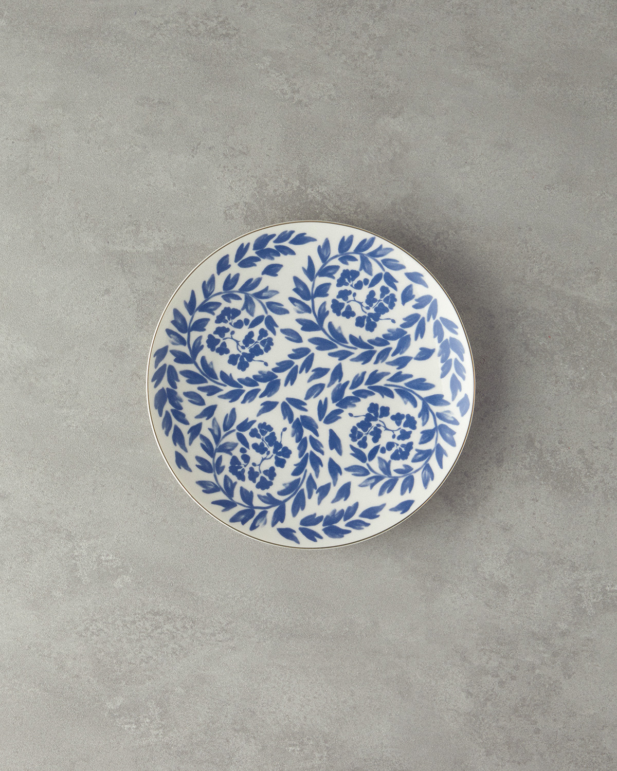 Carnival Floral Bone Porcelain Serving Plate 25 Cm Navy Blue - White