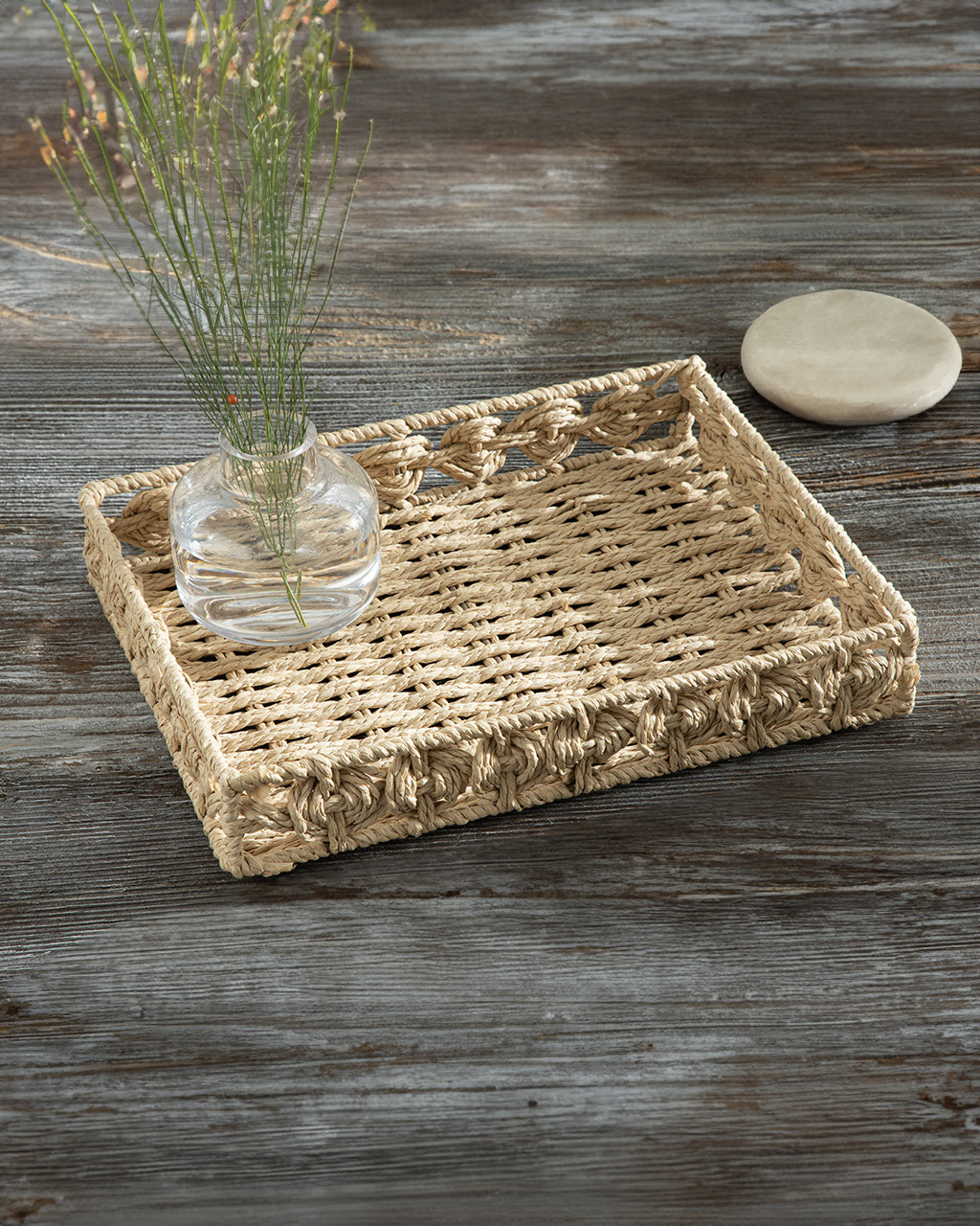 Dateless Wicker Tray 38x30 Cm Brown