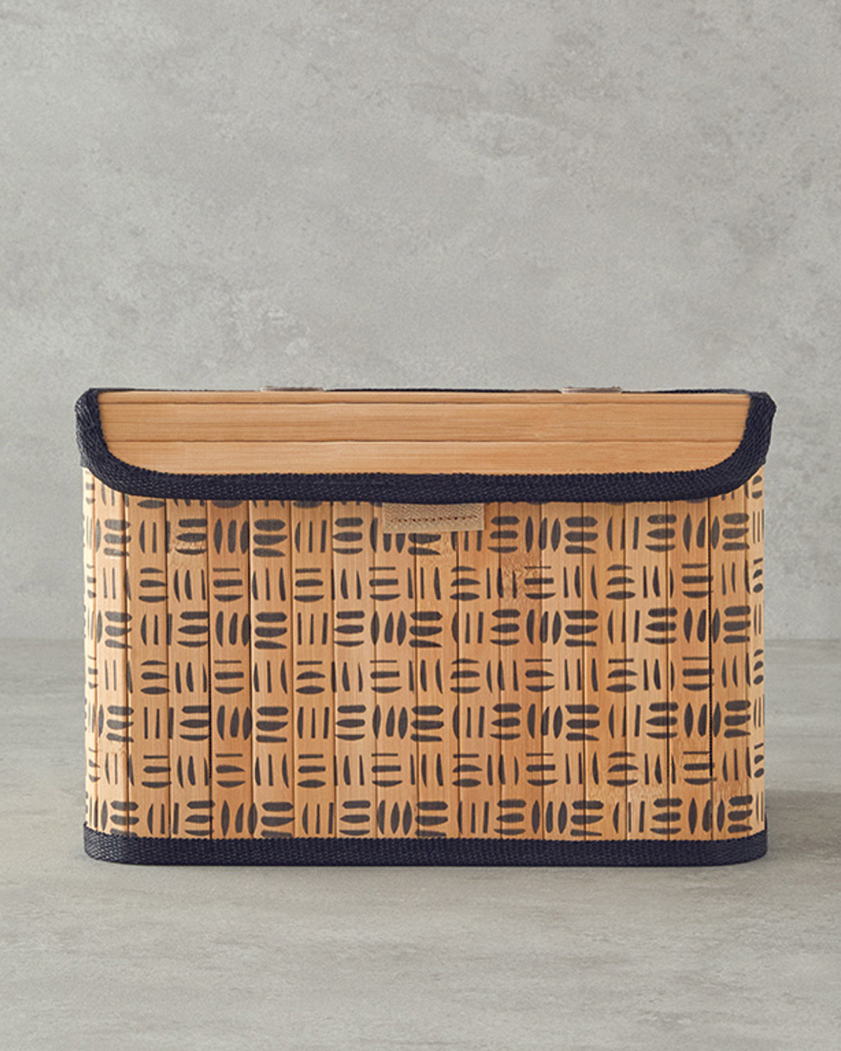 Stripy Bamboo Storage Box 36x27x22 Cm Natural