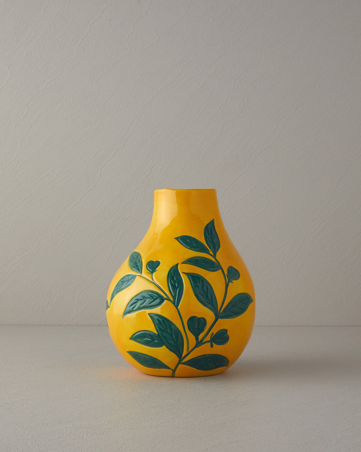 Leaves Vase 17x17x19 Cm Yellow