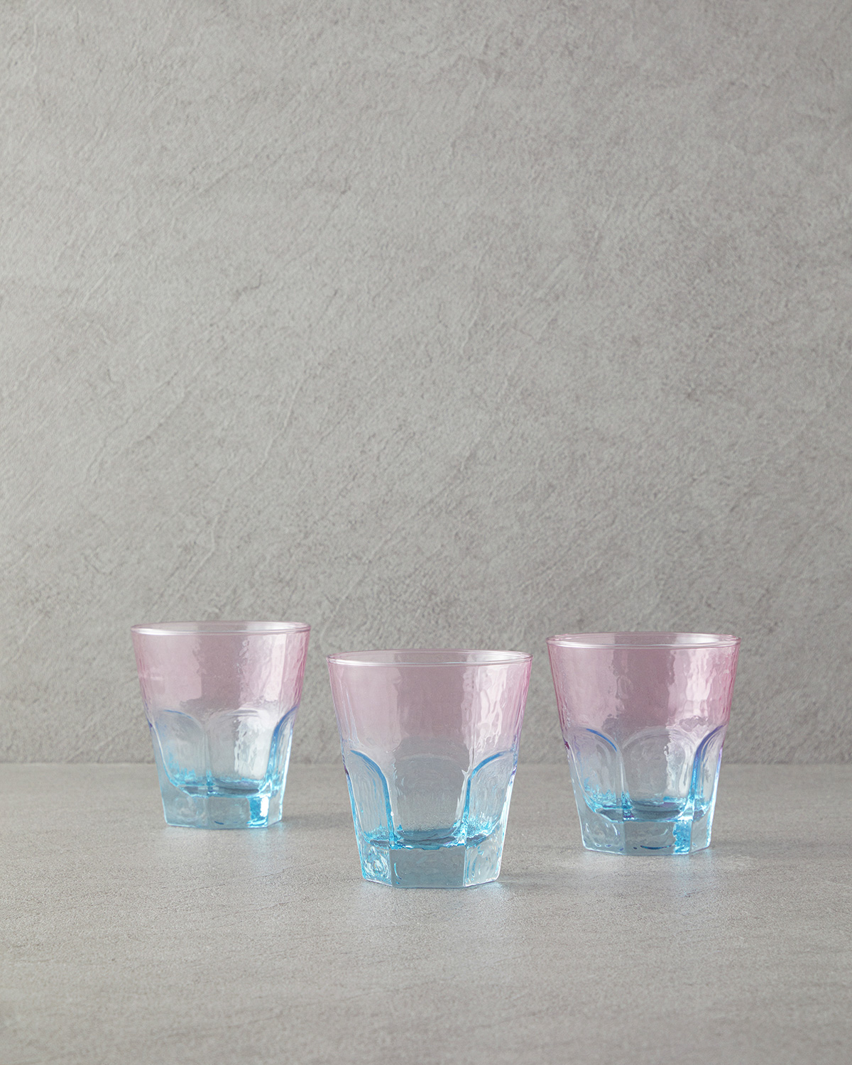 Ramona Glass 3 Pcs Glass 375 Ml Pink - Blue