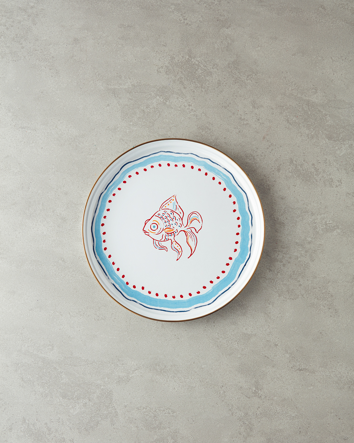 Joly Sea Enamel Tray 31 Cm White - Blue