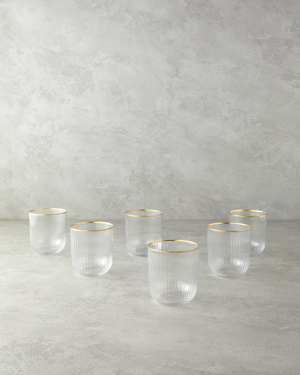 Glass 6 Pcs Glass 400 Ml Gold