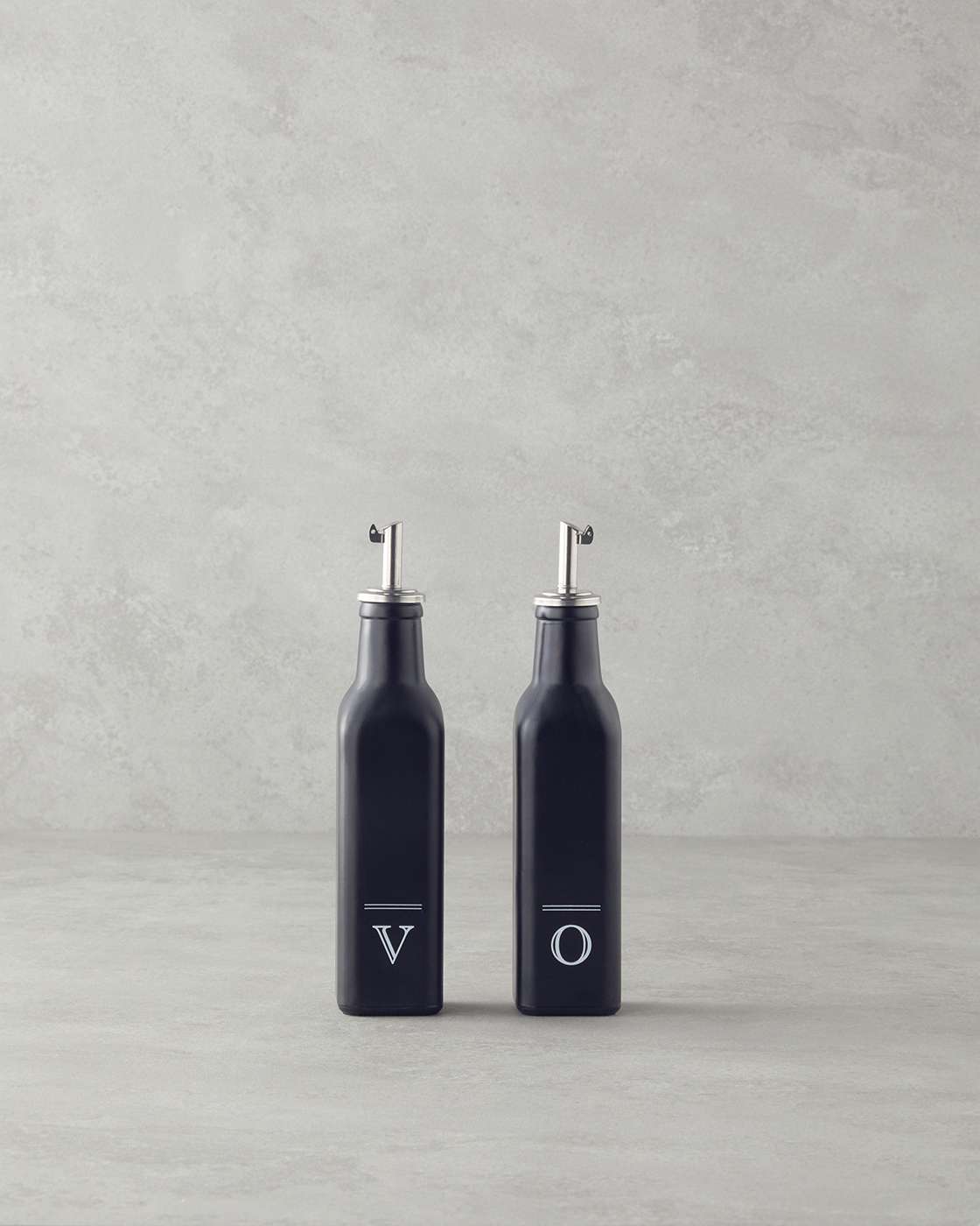 Glass 2 Pcs Oil Bottle 250 Ml Black