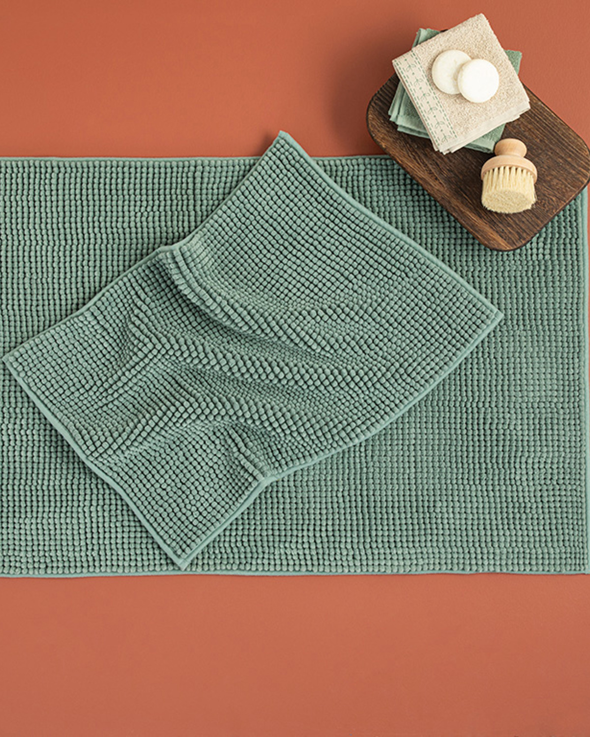 Paige Polyester Pasta Bath Mat 50x80 Cm Green